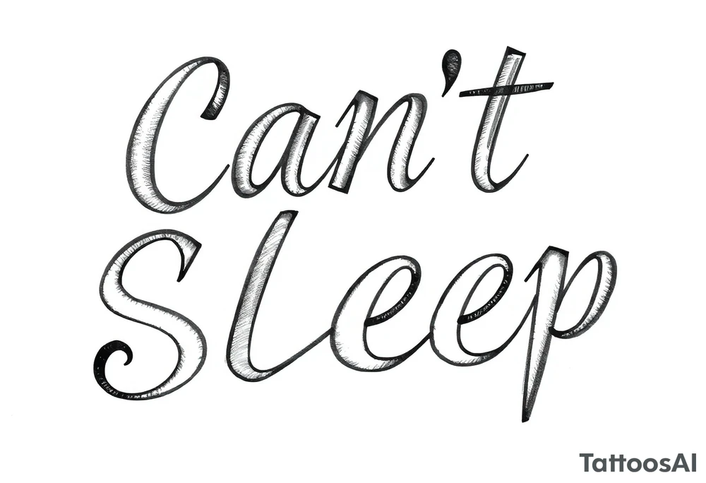 Words “Can’t Sleep” written in thick font tattoo idea