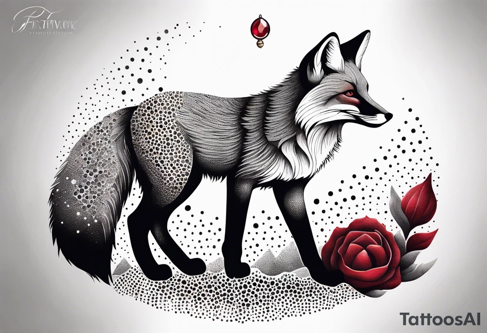 Fox with a Ruby and a honey bee tattoo idea