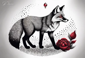Fox with a Ruby and a honey bee tattoo idea