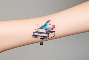 Grand piano under stars tattoo idea