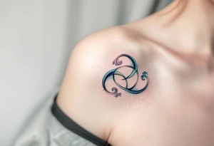 Delicate soft grays, blues, and whites, creating three triskelion spirals. tattoo idea