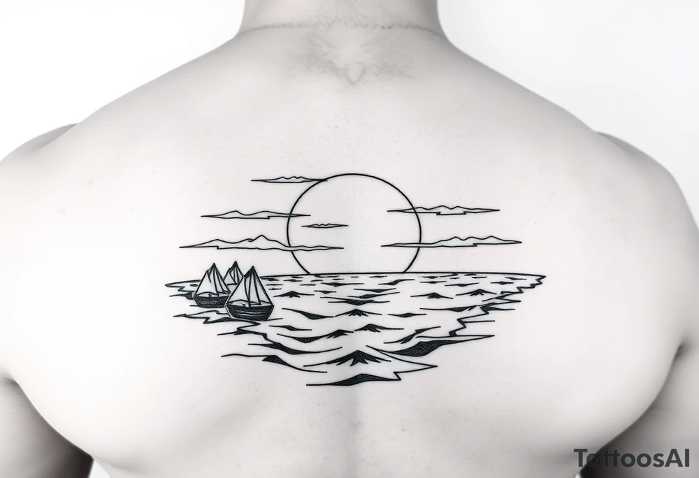 Sunset with ocean tattoo idea