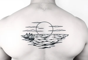 Sunset with ocean tattoo idea