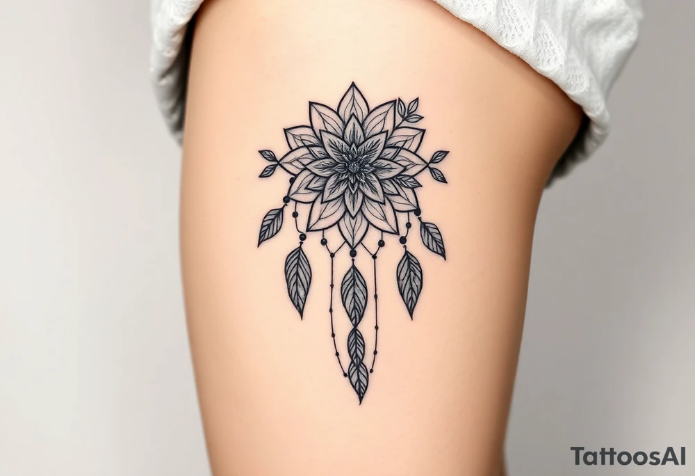 Flower dreamcatcher tattoo idea