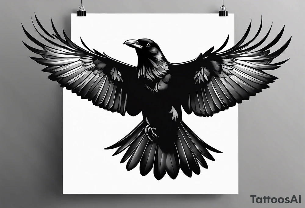 Crow in flight tattoo idea
