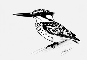 I would like to get a fineline tattoo of a pied kingfisher hovering in the air tattoo idea