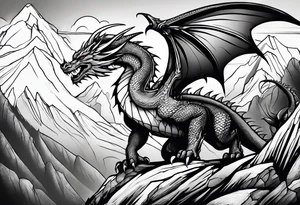 dragon on a moutain tattoo idea