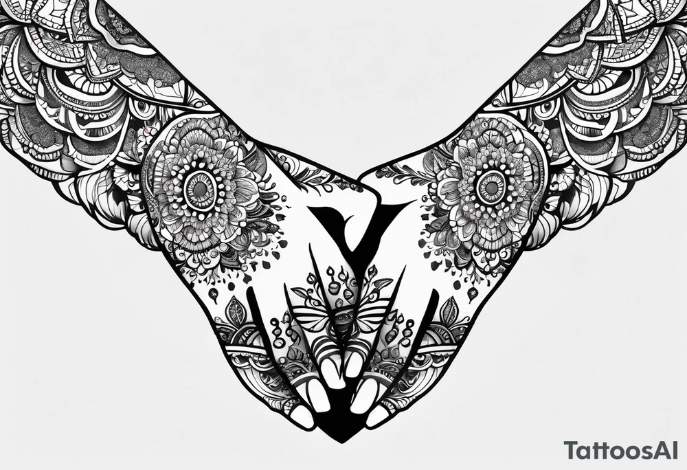 Full arm mandala henna female tattoo design with mushroom henna at shoulder tattoo idea