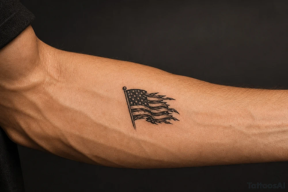 torn American flag tattoo idea
