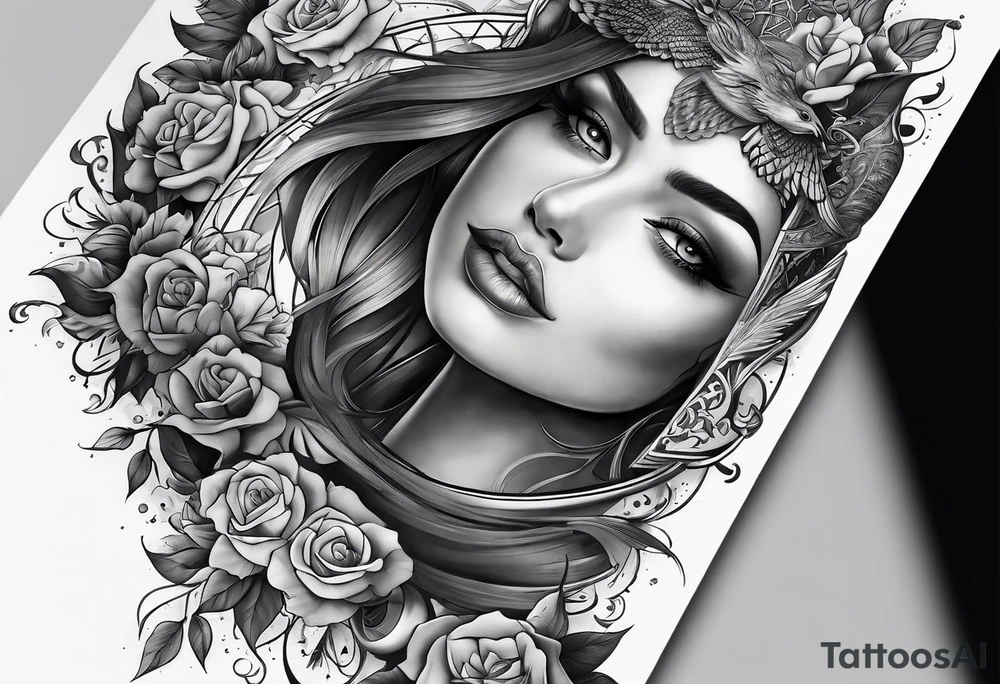 sleeve tattoo to contain the symbols family , love, health, time, money , happines tattoo idea