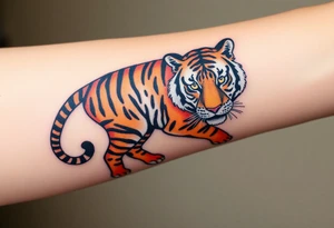 a full color cubist full body tiger illustration tattoo idea