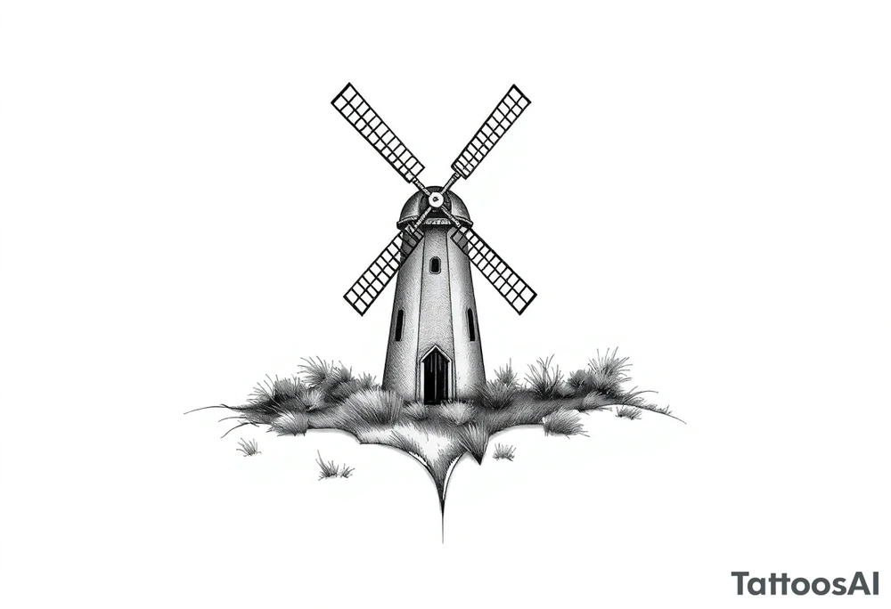 a city of Pointe claire windmill tattoo idea