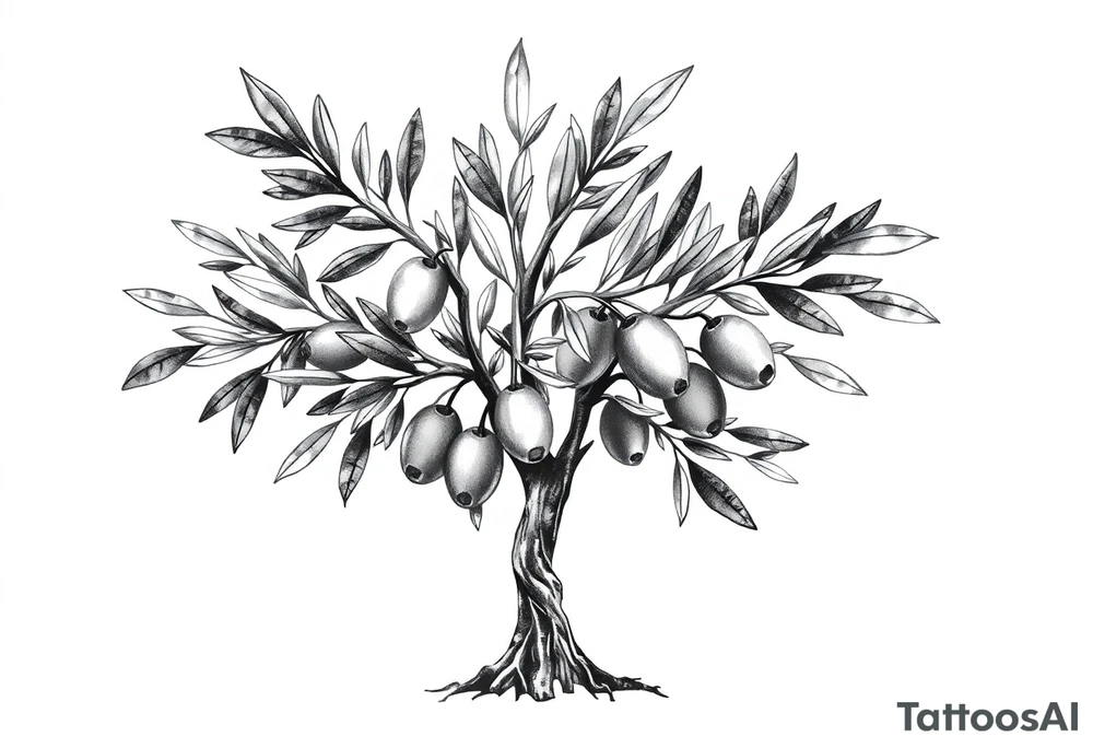 Olive tree with small olives tattoo idea