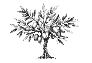 Olive tree with small olives tattoo idea