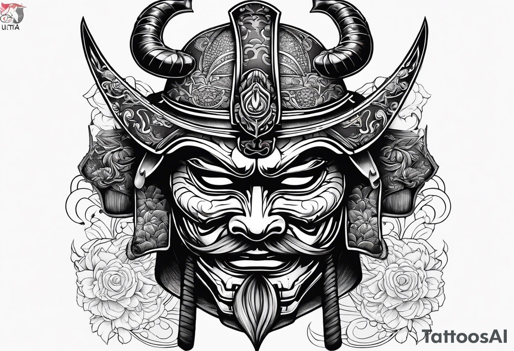 Japenese henya mask samurai tattoo idea