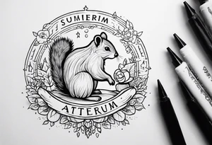 Draw a squirrel and an hedgehog accompanied by the writing simul in aeternum tattoo idea