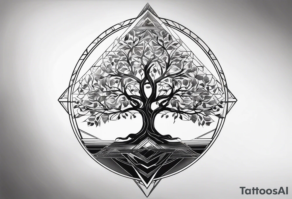 tree of life
3 line triangles behind tattoo idea