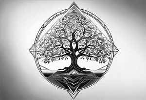 tree of life
3 line triangles behind tattoo idea