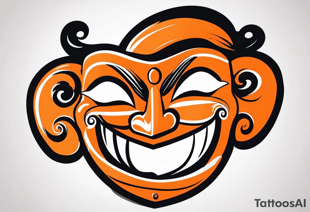 Laughing mask that is orange and black simplistic tattoo idea