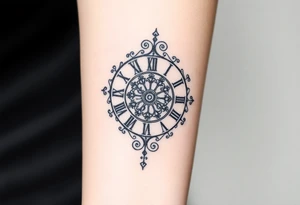 vintage roman numerals within ornate clockwork mechanism tattoo idea