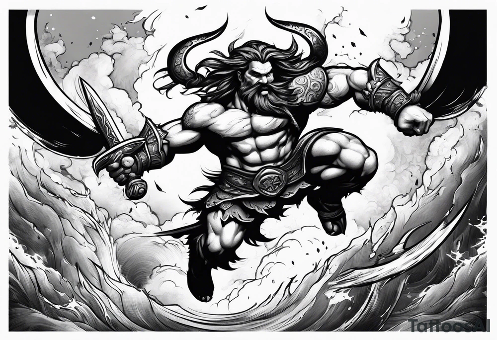 leaping barbarian tattoo idea