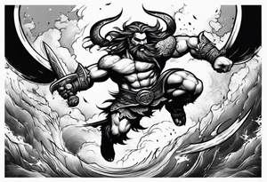 leaping barbarian tattoo idea