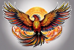 russian firebird phoenix in-flight with very long fancy tail "Isaiah 43: 18-19" tattoo idea