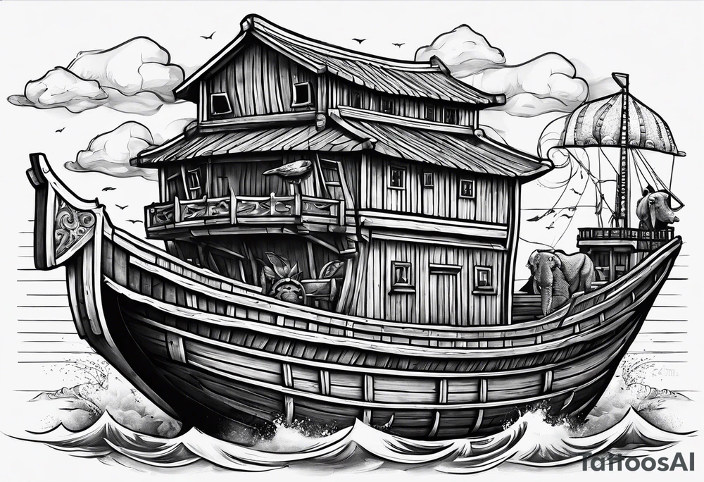 Noah’s ark with the names leticia and Tiffany tattoo idea