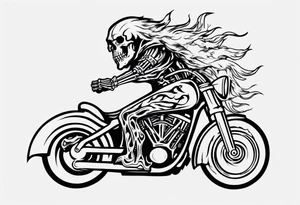 i want a tattoo of a big viking skeleton head riding a motorcycle with flames tattoo idea