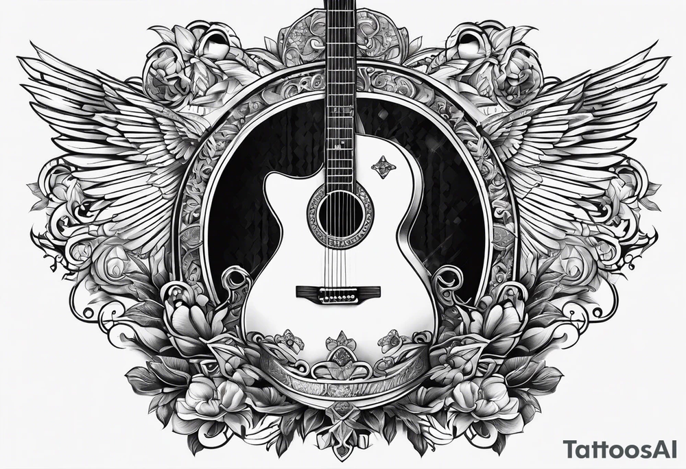 Armor of God with guitar tattoo idea