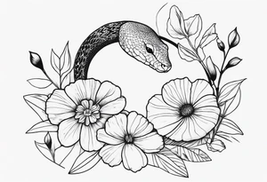 Snakes and wild flower tattoo idea