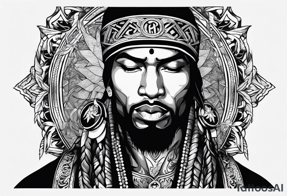 A meditating rap star tattoo idea