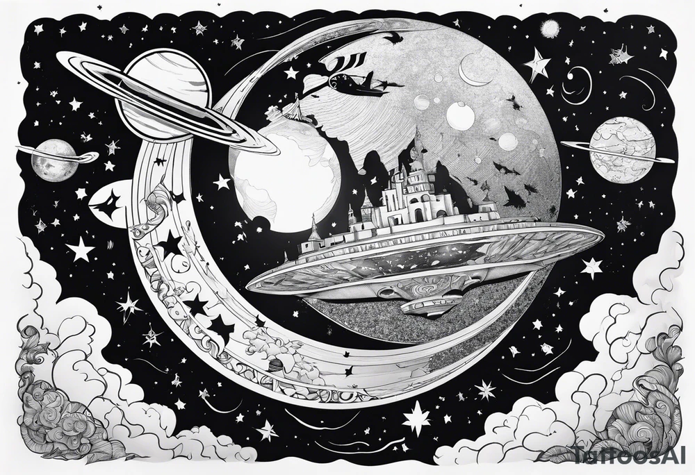 Man falling from space to earth tattoo idea