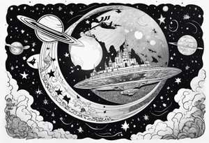 Man falling from space to earth tattoo idea