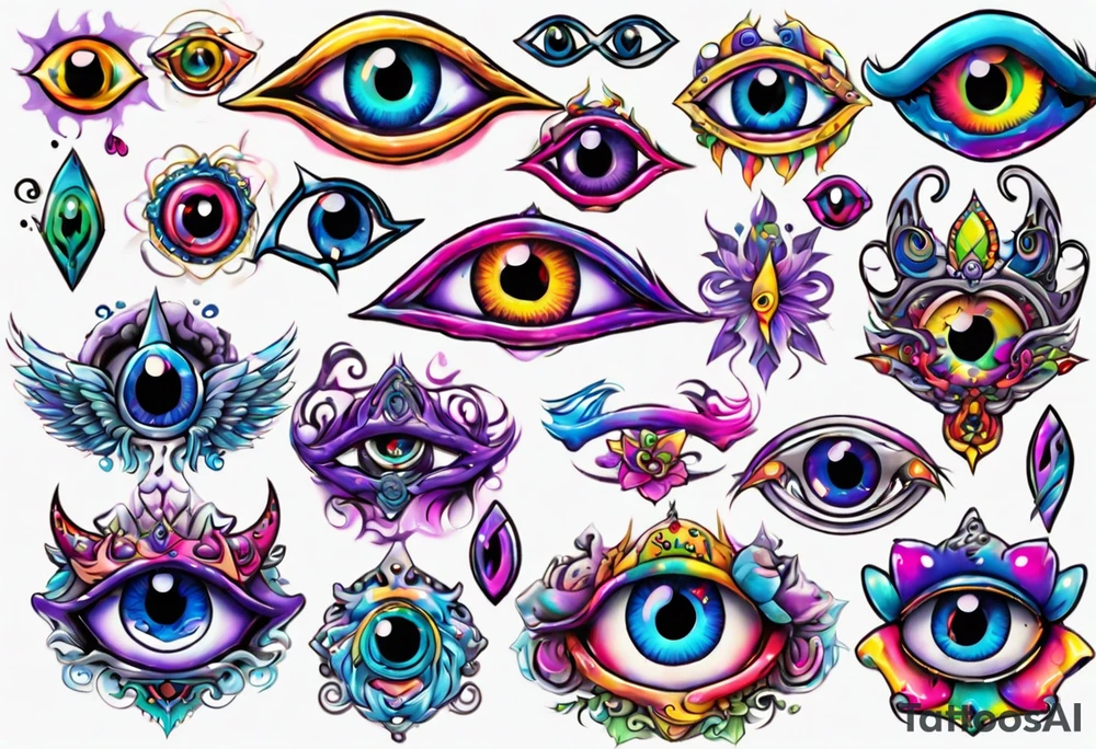 Lisa frank evil eye tattoo idea