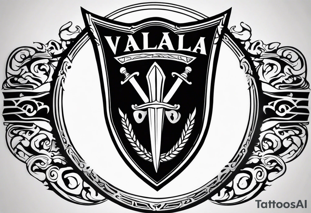 Valhalla sheild sword tattoo idea
