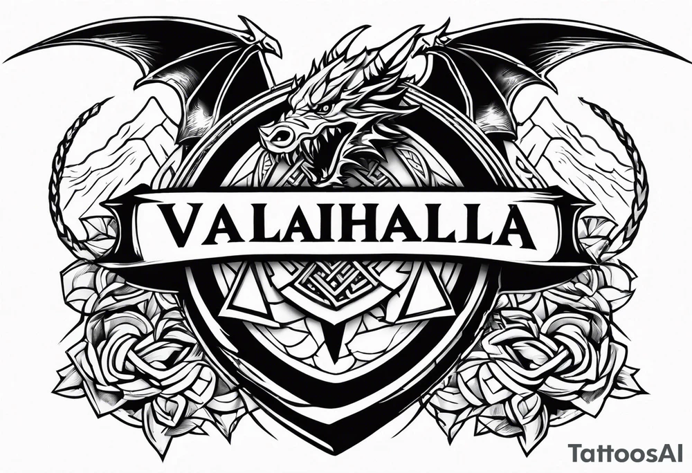 Valhalla sword shield dragon axe Valknut barbed wire
steps tattoo idea Valhalla sword shield dragon axe Valknut barbed wire
steps tattoo idea