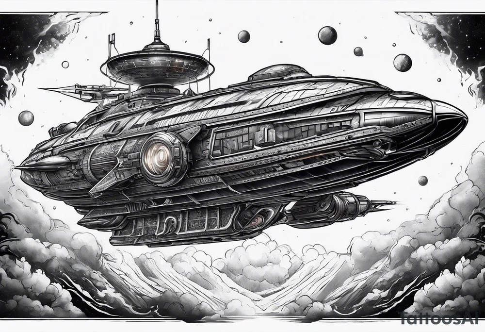 Time travelleling space ship light speed tattoo idea