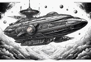 Time travelleling space ship light speed tattoo idea