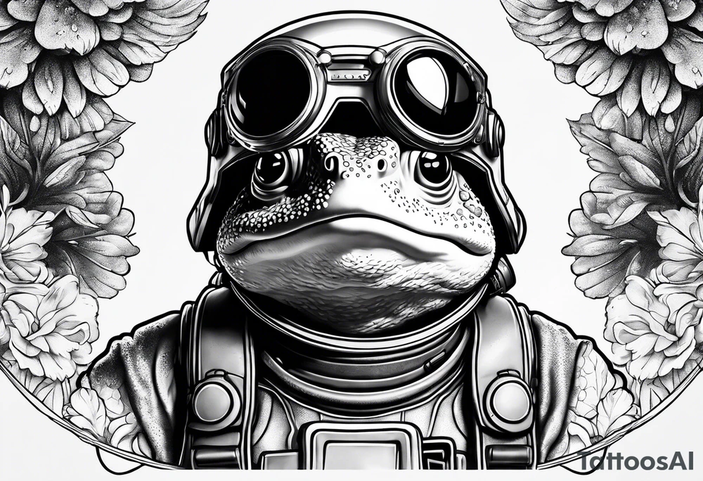 Toad with astronaut suit helmet tattoo idea