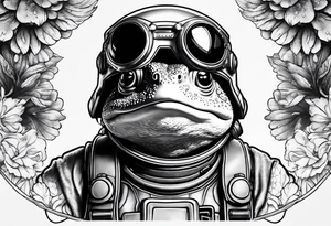 Toad with astronaut suit helmet tattoo idea