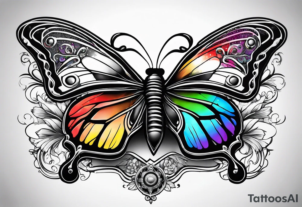 Guitar, butterfly, rainbow, game controller tattoo idea