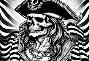 Pirate flag with chains and a baseball hat tattoo idea
