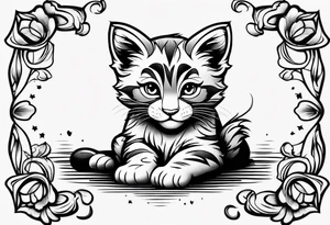 super cute cartoon wildcat cub tattoo idea