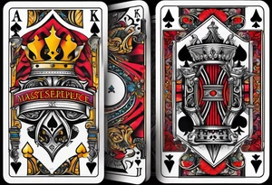 King, queen of spades cards with swords. Both cards together as a pair tattoo idea