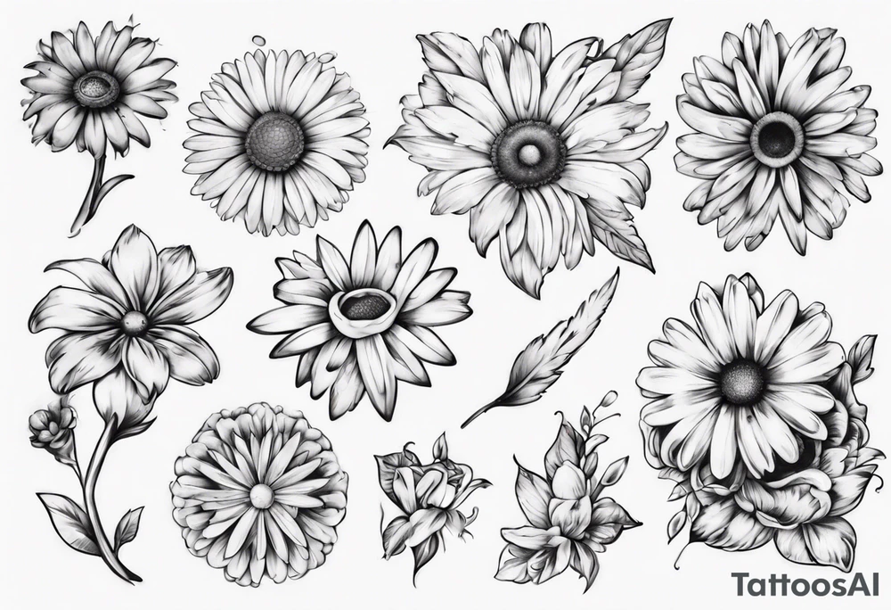 A part of fancy house and a daisy tattoo idea