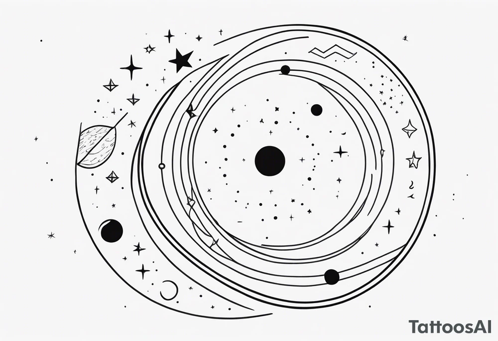 Fine line snake, lunar moon phases, constellations tattoo idea