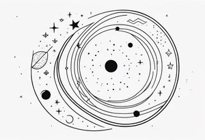 Fine line snake, lunar moon phases, constellations tattoo idea