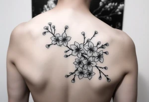 Feminine cherry blossoms thigh tattoo idea