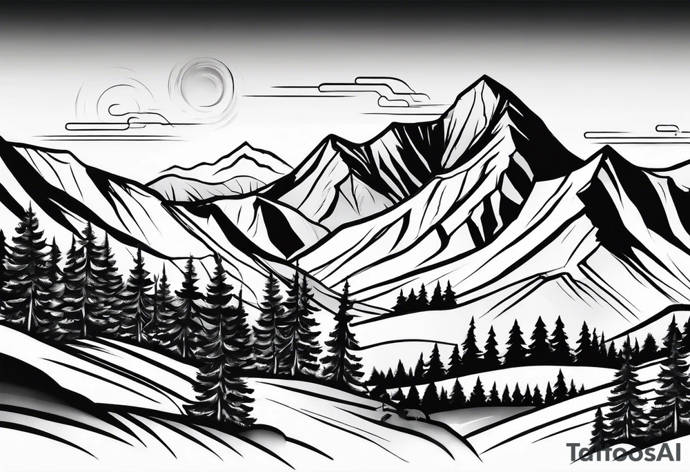 simple hiking mountains tattoo idea